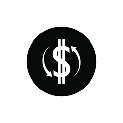 Bank icon circle black illustration vector editable. Dollar icon. Dollar exchange.