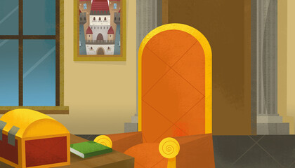 cartoon scene with castle palace room illustration