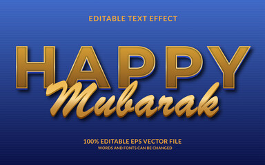 3d mubarak al fitr text effect editable text style