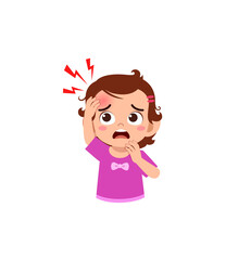 ittle kid get bump in forehead feel sad