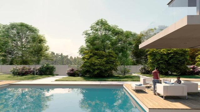 Impressive modern  mansion with pool