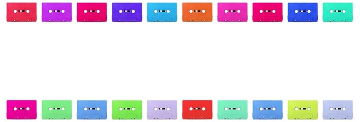 Vintage colorful Cassette tape with space for your text or design