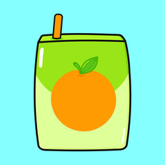Cute funny orange juice. Vector hand drawn cartoon kawaii character illustration icon. Isolated on blue background. Orange juice character concept