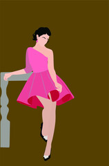 Girl in a dress without a face . Vector graphics