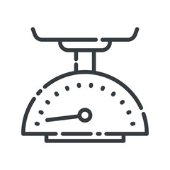 Scale vector line icon isolated on white transparent background.