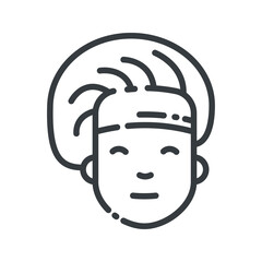 Cook face vector line icon isolated on white transparent background