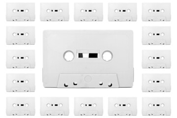 Obraz premium Vintage white Cassette tape isolated on a white background