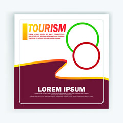 Tourism poster ribbon background vector design template