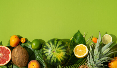 tropical fruits layout with copy space
