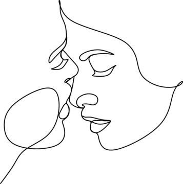 recommend clip art: Continuous Drawing Of Two Lesbians Kissing Each Other