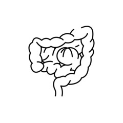 Obraz premium Intestinal obstruction color line icon. Human diseases.
