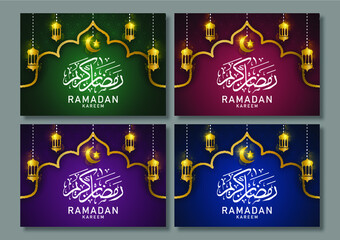 Fototapeta na wymiar Ramadan kareem background and greeting card with lantern