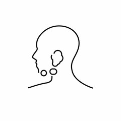 Inflammation of the submandibular lymph nodes color line icon. Human diseases.