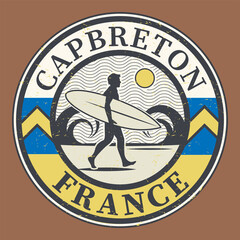 Emblem with the name of Capbreton, France - obrazy, fototapety, plakaty