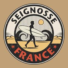 Emblem with the name of Seignosse, France - obrazy, fototapety, plakaty
