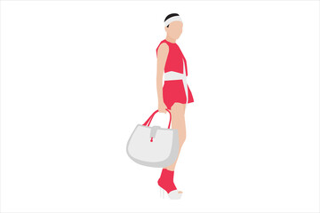 Vector illustration of fashionable women posing on the sidewalk