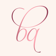 BA monogram logo.Calligraphic signature icon.Lowercase letter b and letter a.Lettering sign isolated on light fund.Wedding, fashion, beauty alphabet initials.Elegant, handwritten, luxury style.