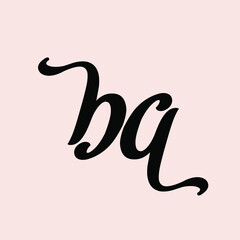 Obraz premium BA monogram logo.Calligraphic icon.Lowercase letter a, letter b.Lettering sign isolated on light fund.Bold signature alphabet initials.Handwritten, script, ink style. 