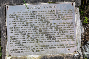 A plaque marking Craggan Stones, a spot where Dissenters met for worship outdoors in the 19th...