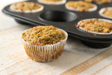 Low carb muffins from vegetables, gluten and lactose free, vegan snack for a healthy diet or finger...