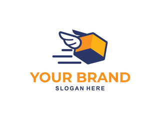 Delivery Fast Box logo Design template. Box with wings Logo design
