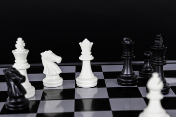 business strategy chess game. business leader concept.Selective focus.on a dark background.