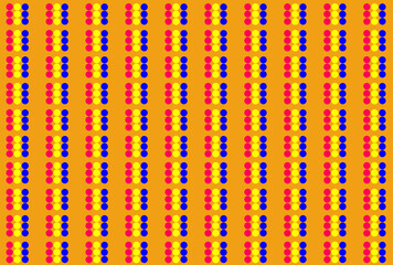 Three primary colors, red, yellow, blue, stacked against an orange background.