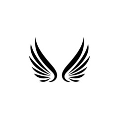 simple wings icon illustration design, flat wings symbol silhouette template vector