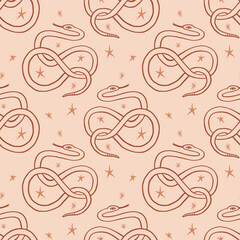 Terracotta snakes boho seamless pattern vector