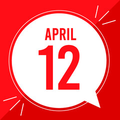A vector illustration with text: April 12 st day.
