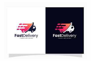 trucking delivery logo, fast truck vector