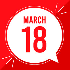 A vector illustration with text: March 18 st day.