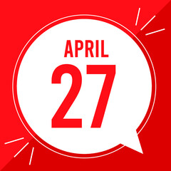 A vector illustration with text: April 27 st day.