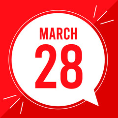 A vector illustration with text: March 28 st day.