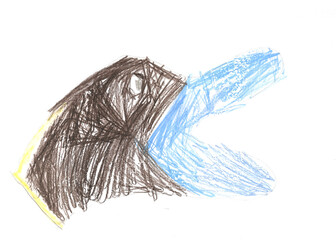 Children's drawing - an animal with the help of a hand