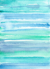 watercolor green and blue stripes. hand painted background. - 493466209