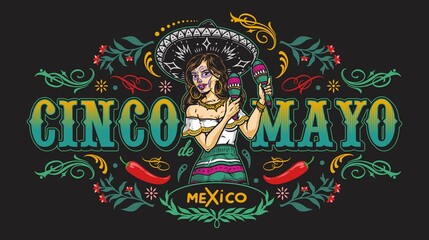 Woman with maracas horizontal banner