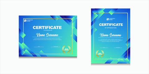 set of certificate blue elegant