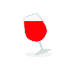 Vector wine in a slanted glass isolated on a white background.