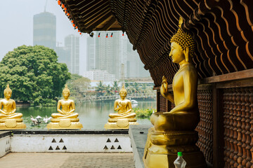 Buddha Statues in Seema Malaka Temple, Colombo, Sri Lanka.