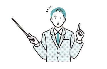 指し棒を持つビジネスパーソン男性