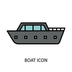 Vector illustration with boat. Linear drawing