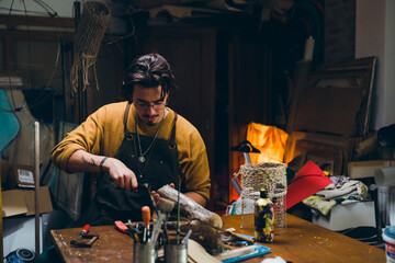 man working in his workshop