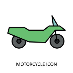 Vector illustration with motorcycle icon. Outline drawing