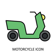 Vector illustration with motorcycle icon. Outline drawing