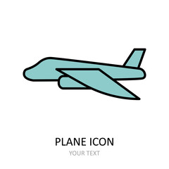 Vector illustration with plane icon. Linear drawing