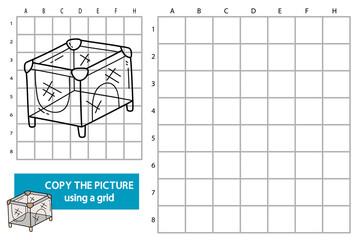 vector illustration of grid copy picture educational puzzle game with doodle baby area