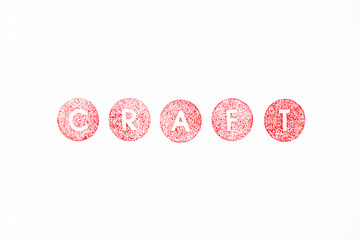 Red color rubber stamp in word craft on white paper background