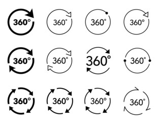 360度の仮想現実のアイコンセット