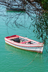 Fototapeta premium Fishing boats on the Cachucha beach in Puerto Real, Cadiz. Andalusia, Spain. Europe. 
